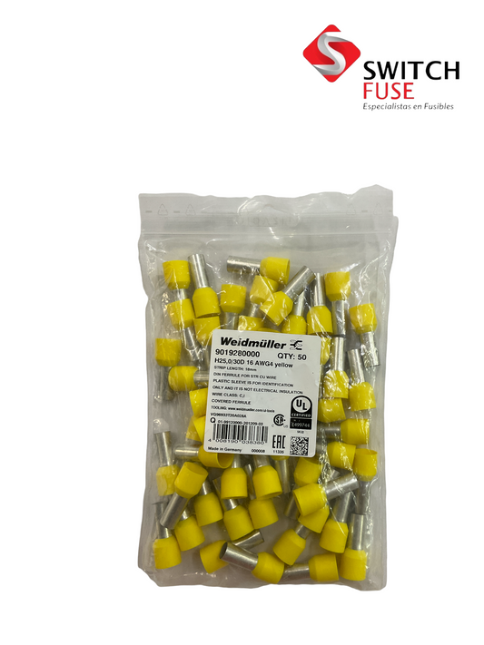 FERRULES AWG4 DE COLOR AMARILLO